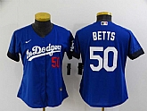 Women Dodgers 50 Mookie Betts Royal 2021 City Connect Cool Base Jersey,baseball caps,new era cap wholesale,wholesale hats